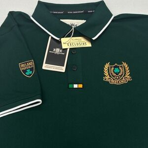 Irish Connexxion Ireland Crest Polo Shirt XL Forest Green Shamrock Preppy NWT